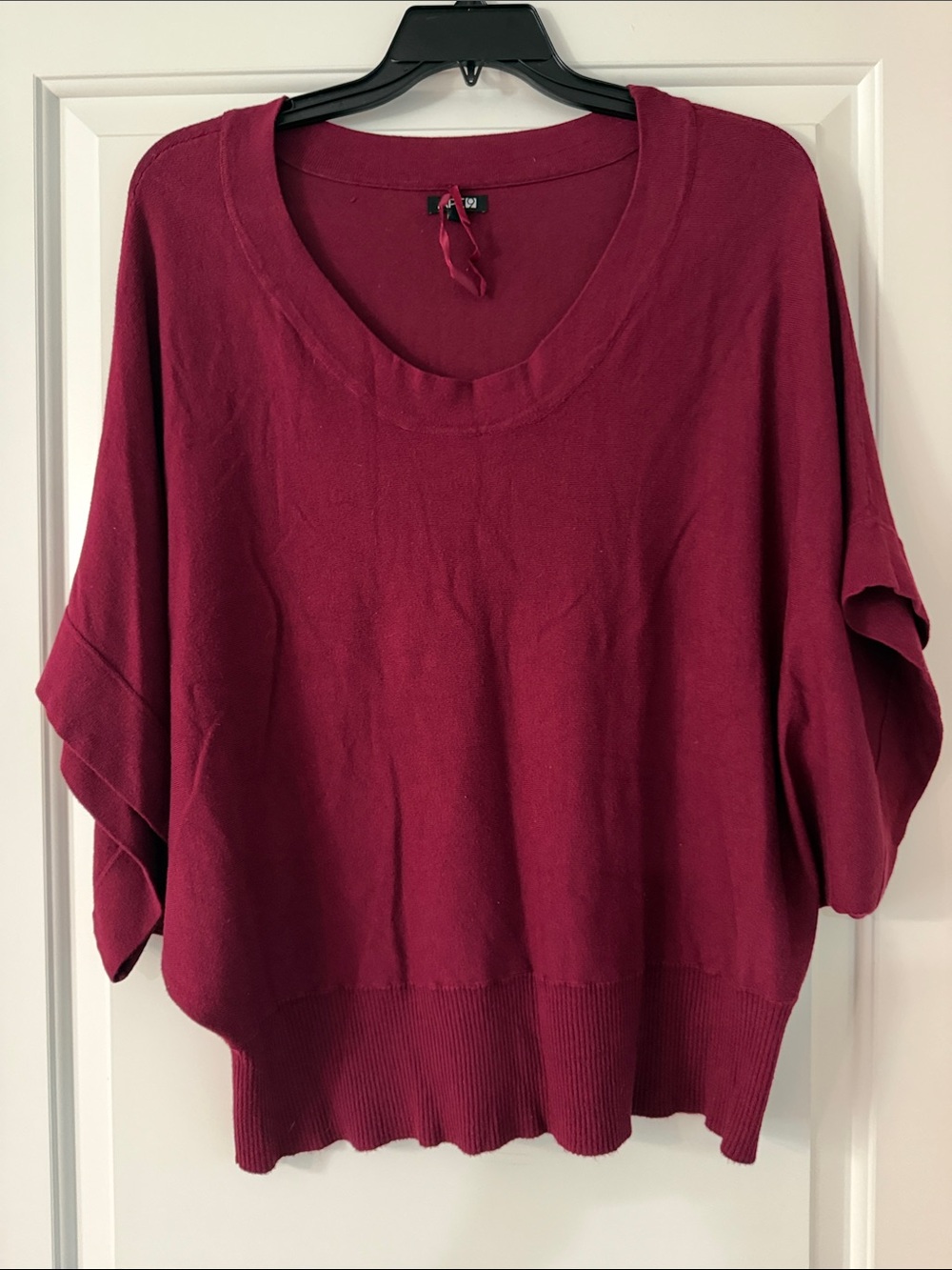 Women’s Oversized batwing Scoop Neck Top - Burgundy